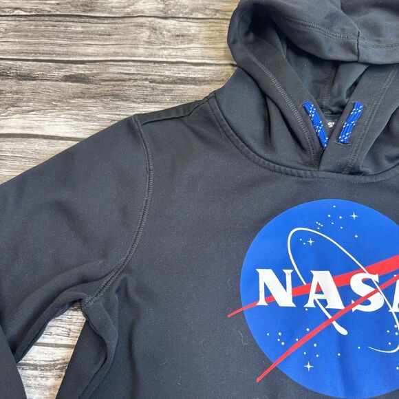 Lands End Youth Kids Boys NASA Hoodie Black Blue White Red L LG Large 10-12 Cozy - Picture 8 of 13
